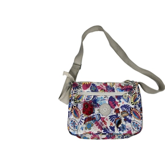 Kipling Floral Adjustable Strap Crossbody Bag with Monkey Red‎ Multicolor Camera - Picture 1 of 11